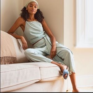 Free people beach Nikki blue linen set